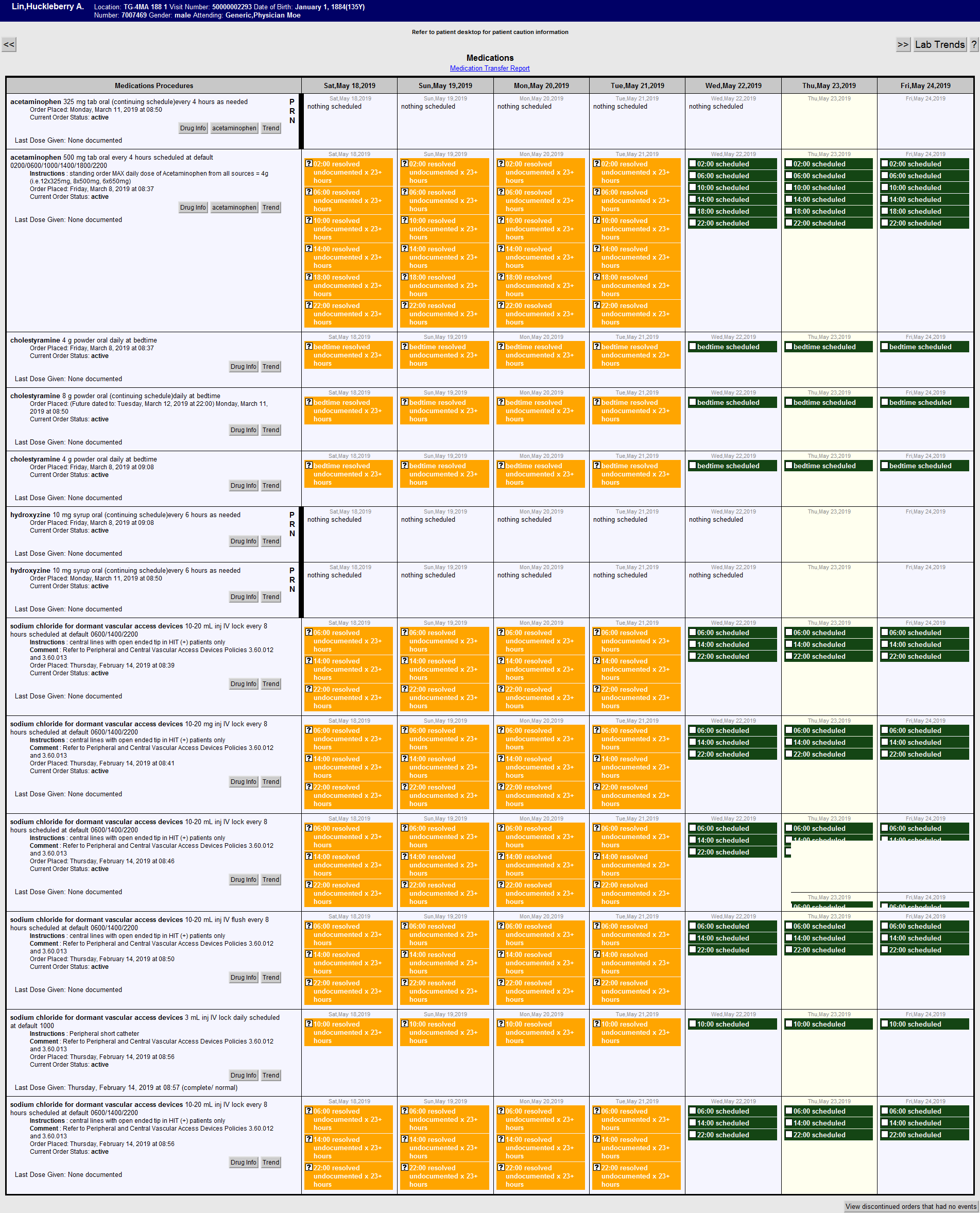 7 day med history report sample