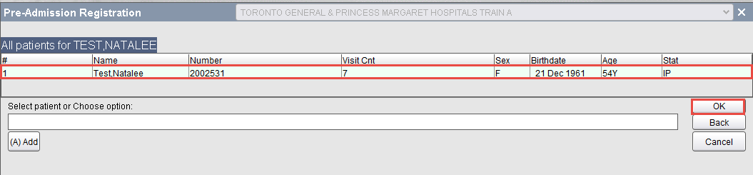 Patient select Patient select