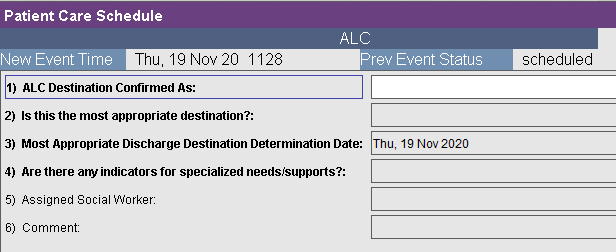 ALC Processing form fields