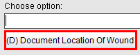 Document Location of Wound button