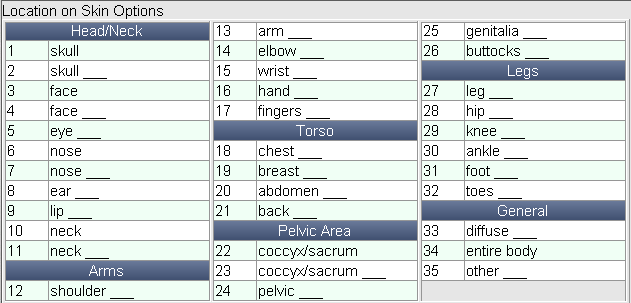Location of Skin Options