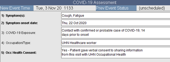 COVID19 Assessment screen