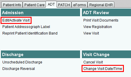 Edit Visit options