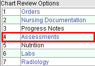 Assessments option via Chart Review