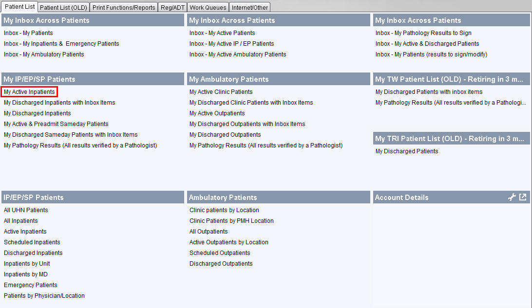 Patient List - My Active Inpatients