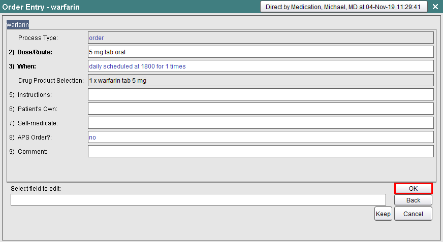 Confirm order and click OK to proceed