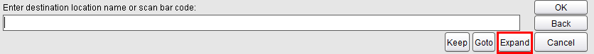 Destination location Expand button