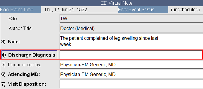 Enter Discharge Diagnosis