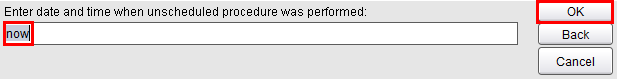 Enter date and time or click OK for now