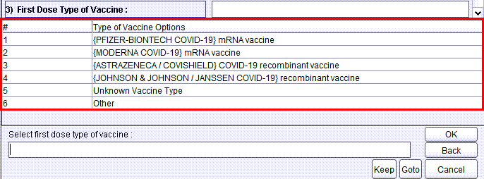 First Dose Type of Vaccine