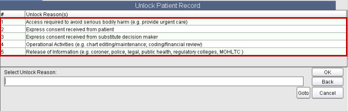 Unlock Reason