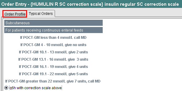 Order Profile tab to edit correction scale