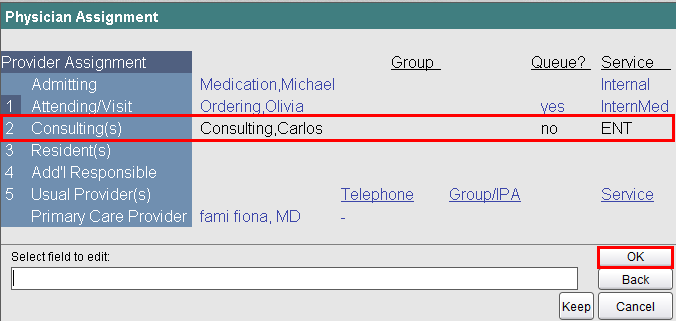 Updated Provider Assignment screen
