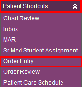 Patient Shortcuts - Order Entry