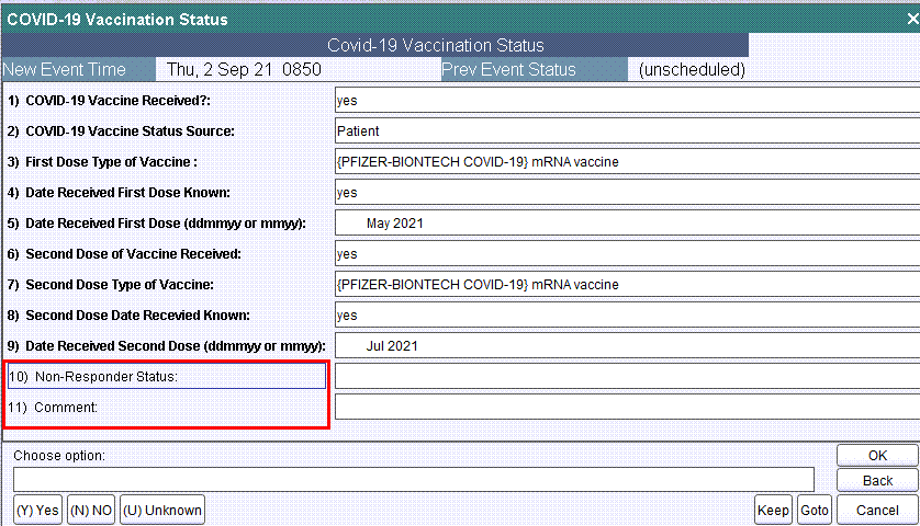 Non-Responder Status and Comment are not mandatory