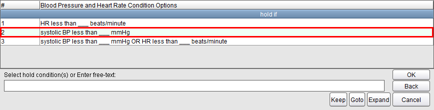 Hold conditions