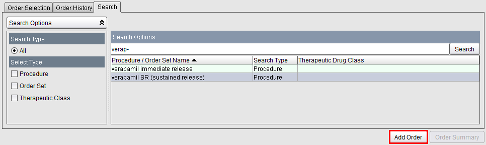verapamil SR search and select