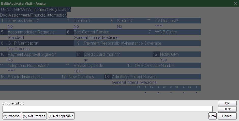 OHIP Verification field transaction line options