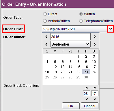 Order Entry - Order Time field
