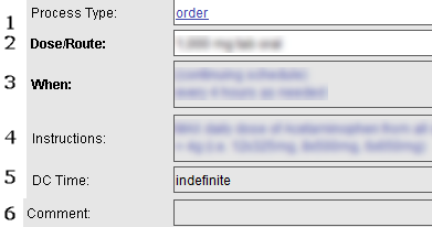 Common Order Entry fields