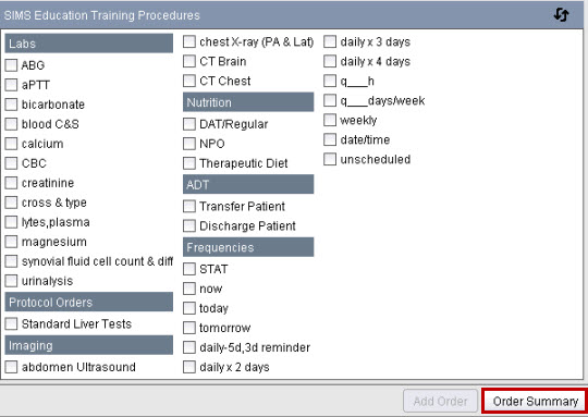 Order Summary button