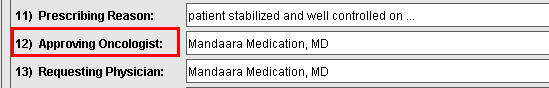 Approving Oncologist field
