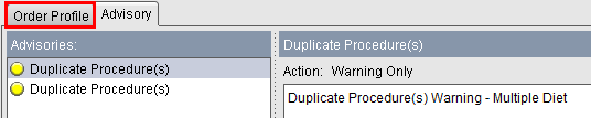 Order Profile tab