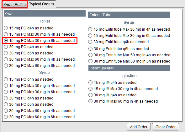 Order Profile tab to edit order