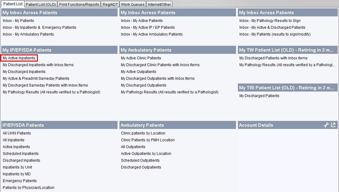 My Active Inpatients