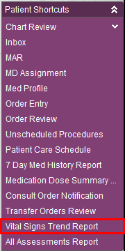 Patient Shortcuts - Vital Signs Trend Report