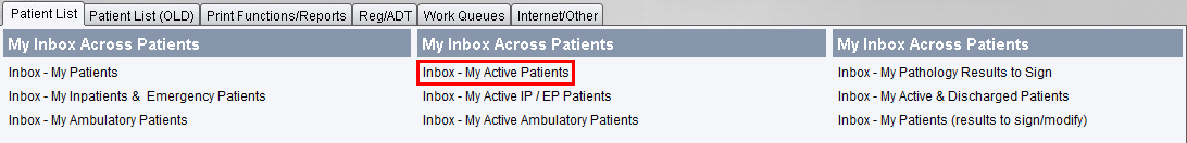 Patient List tab - My Active Patients