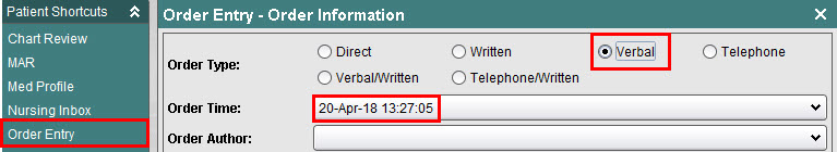 Order Entry - Order Information