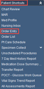 Patient Shortcuts - Order Entry