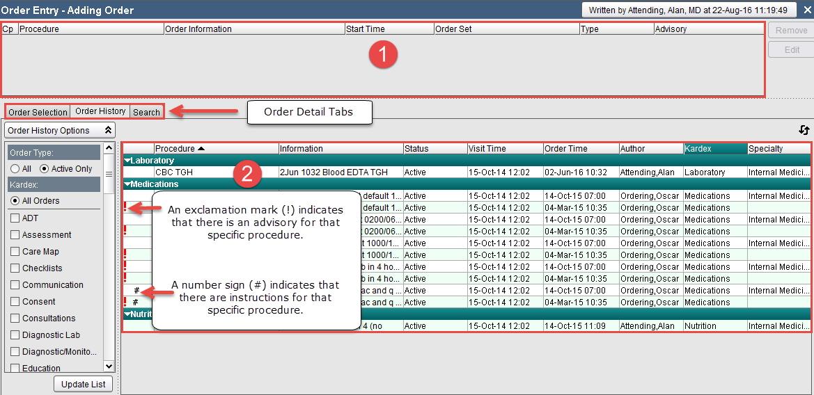 Order Entry - Adding Order screen