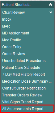 Patient Shortcuts - All Assessments Report