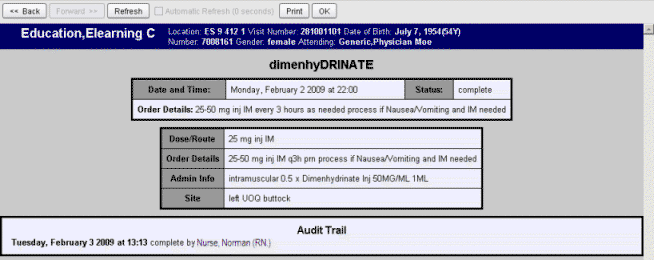 dimenhyDRINATE report example