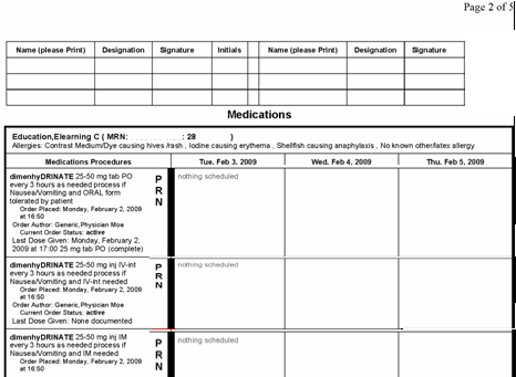 Secondary Transfer Report pages example