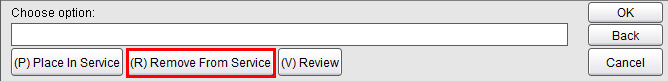 Remove From Service option