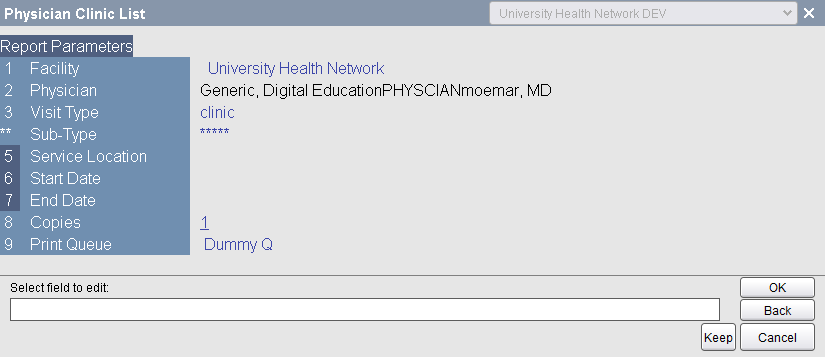 Report Parameters fields