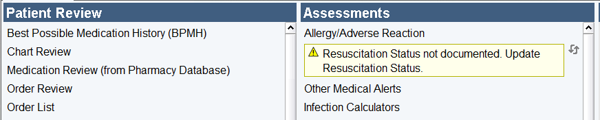 Resuscitation Status not documented