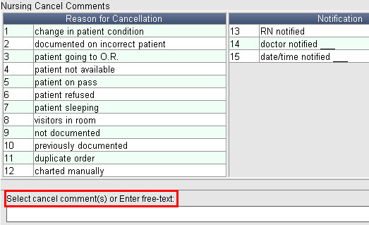 cancel enter select comment text