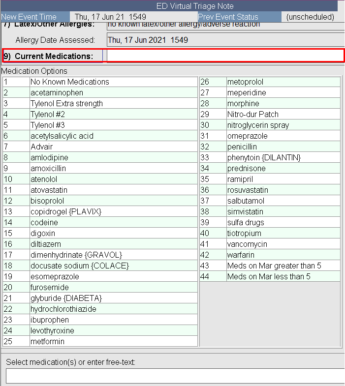 Select Current Medication