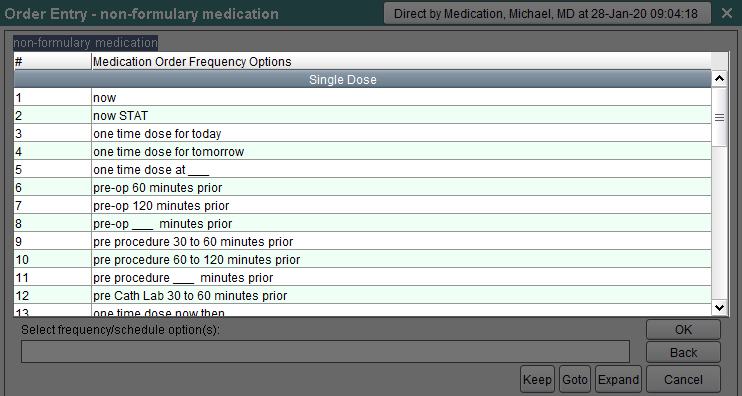 Select Medication Frequency Option and click ok