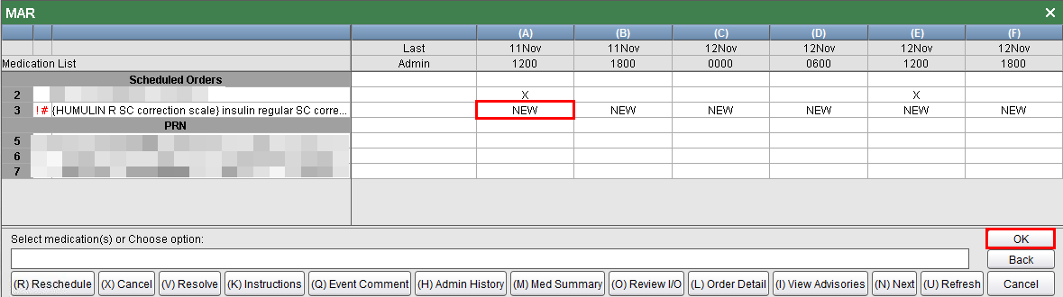 Select Medication from the MAR Screen