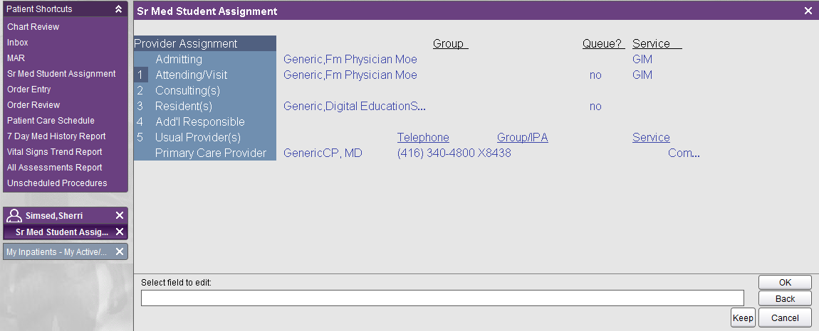 Sr Med Student Assignment