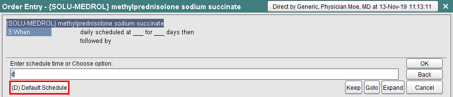 Default Schedule option