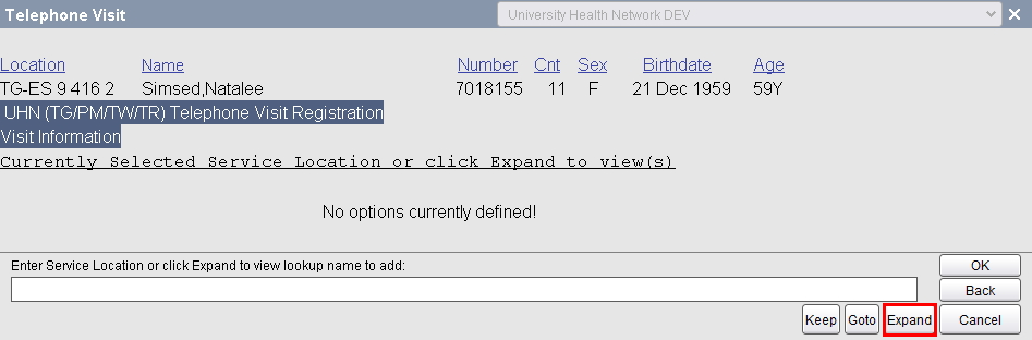 Enter Service Location or click on Expand button