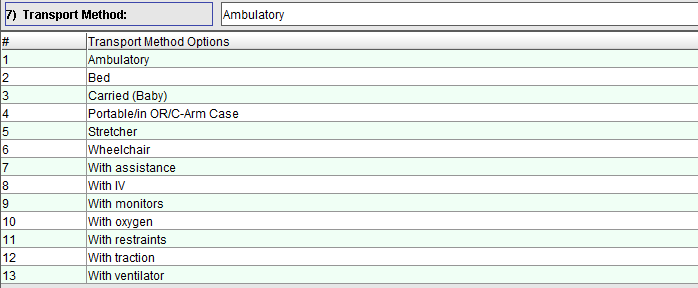 Transport Method Options