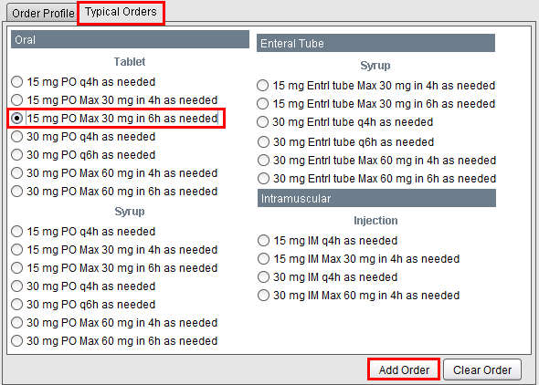 Typical Order dose ranges