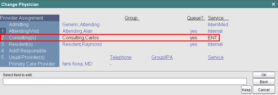 Updated Provider Assignment field